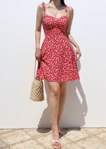 Load image into Gallery viewer, Tenerife Floral Cami Tie Strap Mini Dress in Red
