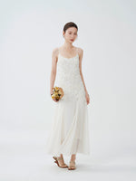 Load image into Gallery viewer, Floral Applique Maxi Dress in White
