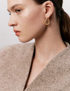 Twist Loop Earrings in Gold