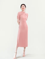 Load image into Gallery viewer, Knot Button Midi Cheongsam in Pink
