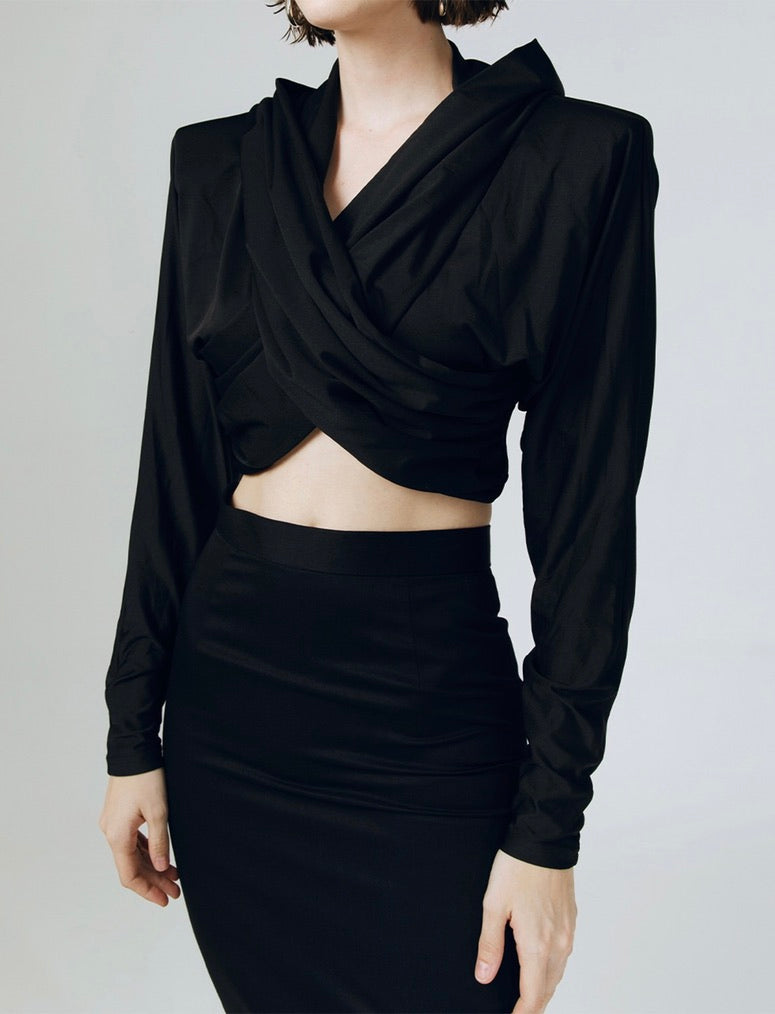 Eclips Cropped Hoodie in Black