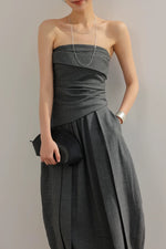 Load image into Gallery viewer, Bustier Top // Pocket Skirt Set in Grey
