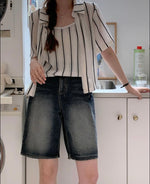 Load image into Gallery viewer, Korean Striped Cami + Shirt Set in Cream/Black
