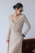 Load image into Gallery viewer, Fine Knit Top + Maxi Skirt Set in Beige
