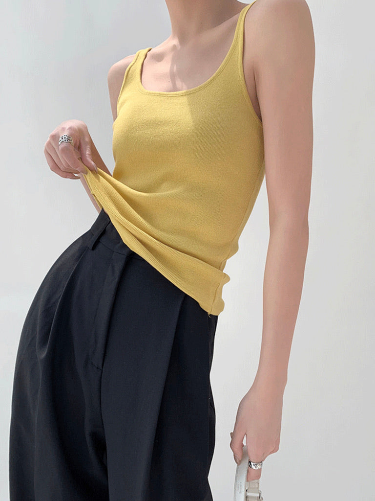 Light Knit Tank Top in Yellow