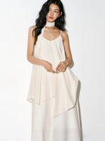 Load image into Gallery viewer, Asymmetric Layered Maxi Dress + Neck Drape in Cream
