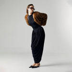 Load image into Gallery viewer, Celine Drape Stretch Maxi Dress in Black
