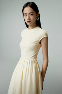 Tencel Blend Pocket Maxi Dress in Yellow