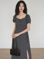 Load image into Gallery viewer, Floral Slit Maxi Dress in Black
