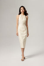 Load image into Gallery viewer, Halter Shift Midi Dress in Cream
