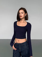 Load image into Gallery viewer, Stretch Cropped Long Sleeve Top [2 Colours]
