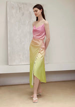 Load image into Gallery viewer, Ombre Drape Wrap Cami Dress in Pink/Yellow
