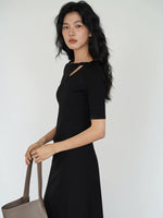 Load image into Gallery viewer, [Ready Stock] Mid Sleeve Cutout Maxi Dress in Black
