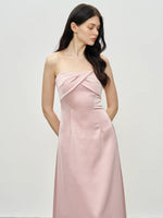 Load image into Gallery viewer, Satin Sheer Panel Fold Gown in Pink
