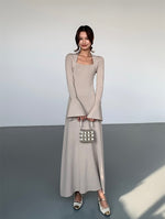 Load image into Gallery viewer, Flute Sleeve Stretch Maxi Dress [2 Colours]
