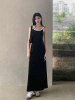 Load image into Gallery viewer, Contrast Cross Back Maxi Dress in Black
