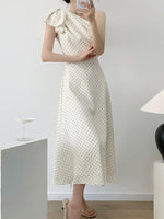Load image into Gallery viewer, Toga Bow Polka Dress in Cream
