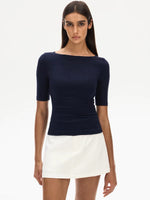 Load image into Gallery viewer, Classic Boatneck Stretch Mid Top [3 Colours]
