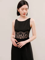 Load image into Gallery viewer, Lace Cutout Pocket Maxi Jumpsuit in Black
