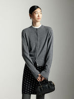 Load image into Gallery viewer, Classic Wool Blend Round Neck Cardigan in Grey
