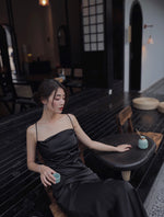 Load image into Gallery viewer, Cross Tie Back Maxi Dress in Black
