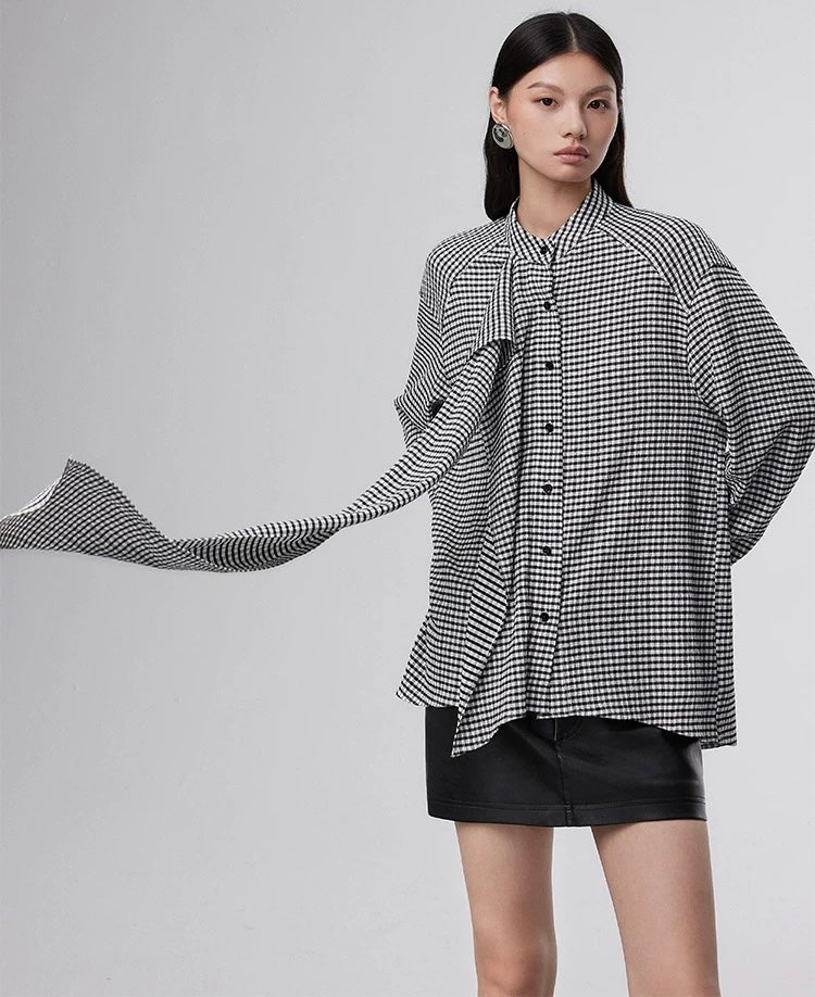 Oversized Ribbon Crepe Blouse [2 Colours]