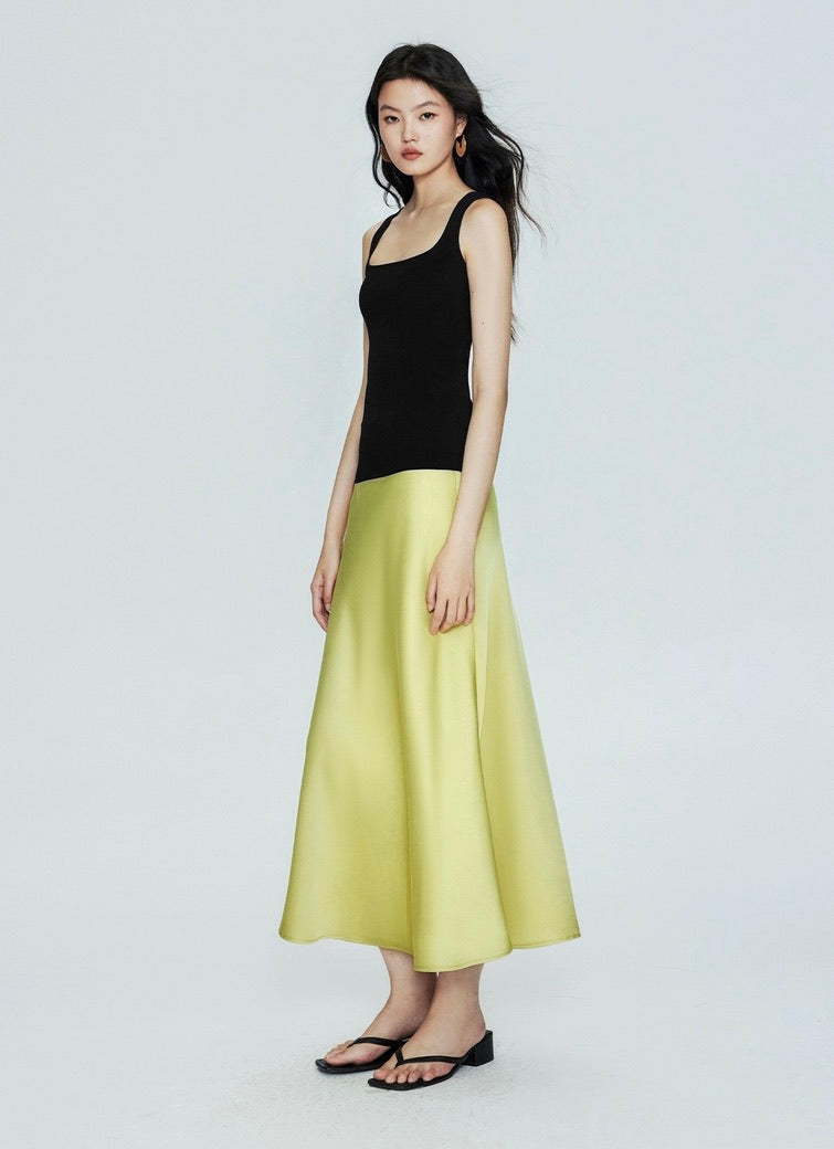 Classic Bias Cut Slip Skirt in Yellow