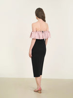 Load image into Gallery viewer, Off Shoulder Ruffle Dress in Black
