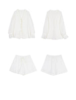 Load image into Gallery viewer, Tencel Blend Flute Blouse // Shorts in White
