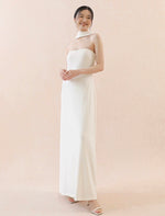 Load image into Gallery viewer, Halter Off Shoulder Maxi Gown in White
