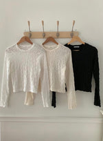 Load image into Gallery viewer, [KR] Textured Light Long Sleeve Top in Black
