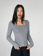 Load image into Gallery viewer, Light Knit Square Neck Top in Grey
