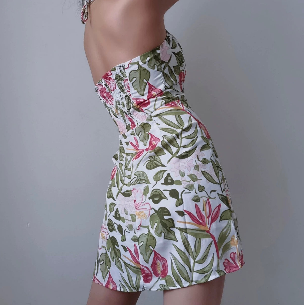 2-Way Rainforest Floral Bustier Dress in Multi