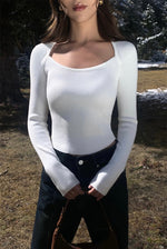 Load image into Gallery viewer, Curve Ribbed Knit Top in White
