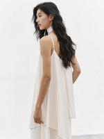 Load image into Gallery viewer, Asymmetric Layered Maxi Dress + Neck Drape in Cream
