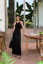 Load image into Gallery viewer, Deep Cut Tank Maxi Dress in Black
