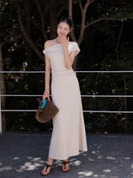 Load image into Gallery viewer, Toga Sleeve Maxi Dress in Cream
