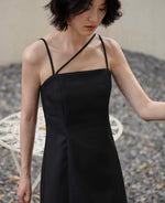 Load image into Gallery viewer, Asymmetric Cami Mini Dress in Black
