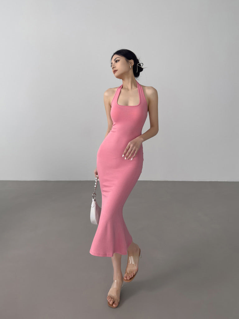 Stretch Halter Bodycon Mermaid Dress [5 Colours]