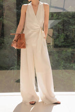 Load image into Gallery viewer, Tencel Wrap Embellished Top // Trousers Set in Cream
