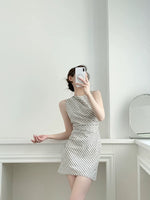 Load image into Gallery viewer, Patterned Gathered Dress in Cream
