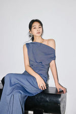 Load image into Gallery viewer, Toga Top // Wide Leg Pants in Crystal Blue
