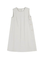 Load image into Gallery viewer, Sleeveless Side Button Shift Dress in Greige
