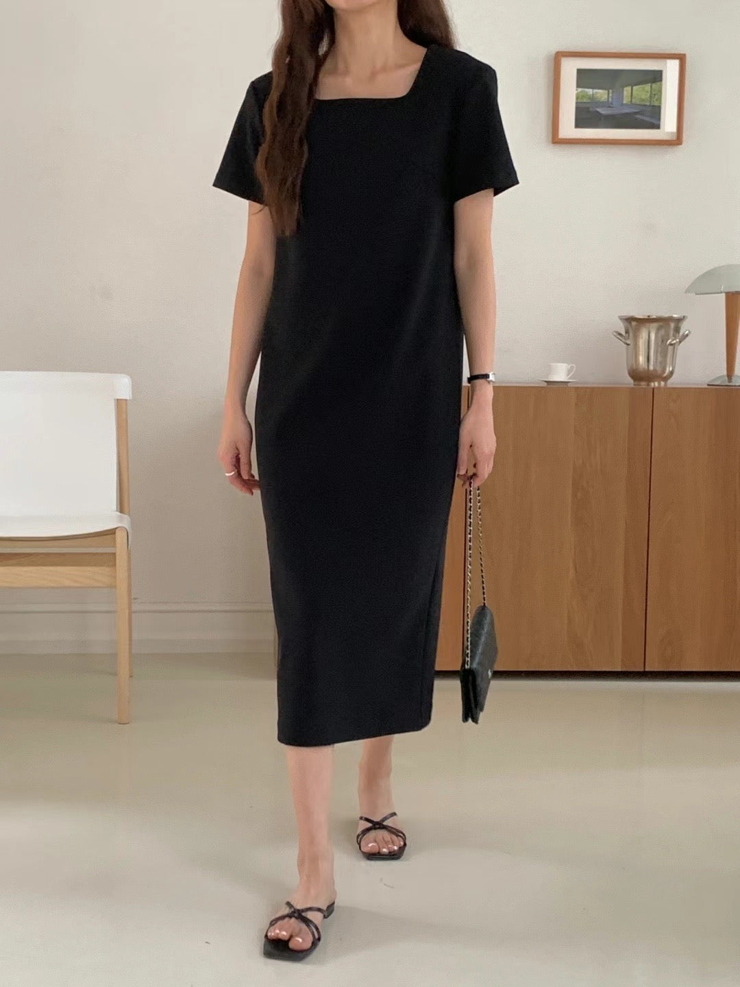 Korean Shift Dress in Black