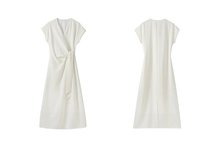 2-Way Textured Tie Dress in White