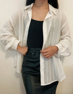 Load image into Gallery viewer, Korean Textured Cotton Oversized Shirt in White
