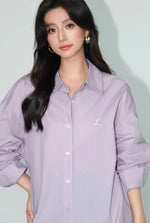 Load image into Gallery viewer, Embroidered Letter Cotton Shirt [3 Colours]

