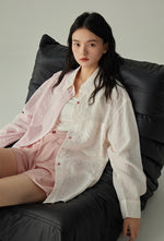 Load image into Gallery viewer, Duo Striped Oversized Shirt in Pink/White
