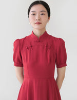 Load image into Gallery viewer, Valentina Cheongsum A-line Dress in Firecracker
