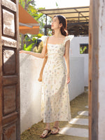 Load image into Gallery viewer, [Ready Stock] Floral Flutter Strap Slit Dress in White
